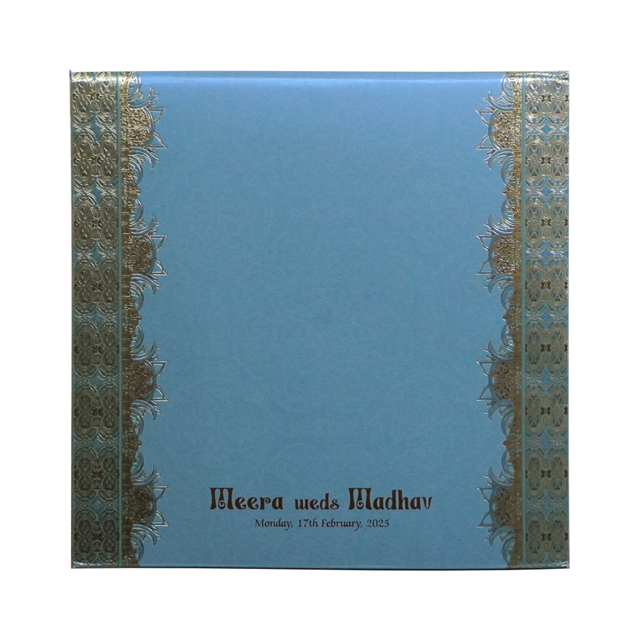 Metallic Blue Premium Padded Wedding Invitation Card-King of Cards
