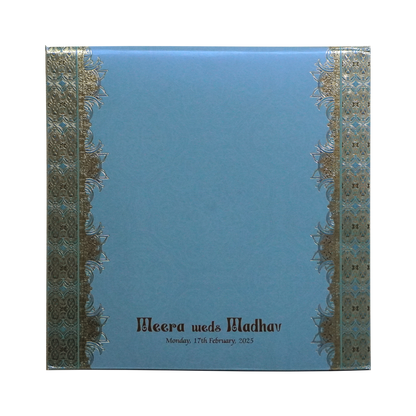 Metallic Blue Premium Padded Wedding Invitation Card-King of Cards