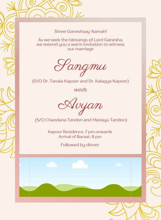 Pink Designs Photo Based Wedding Invitation-AAPHO004