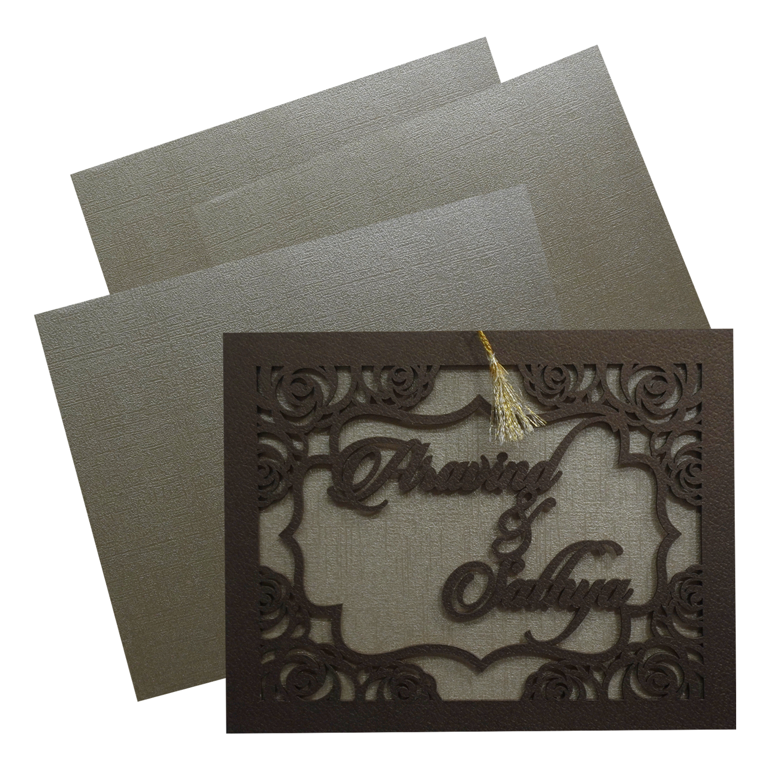 Shiny Golden MDF Wedding Card-King of Cards