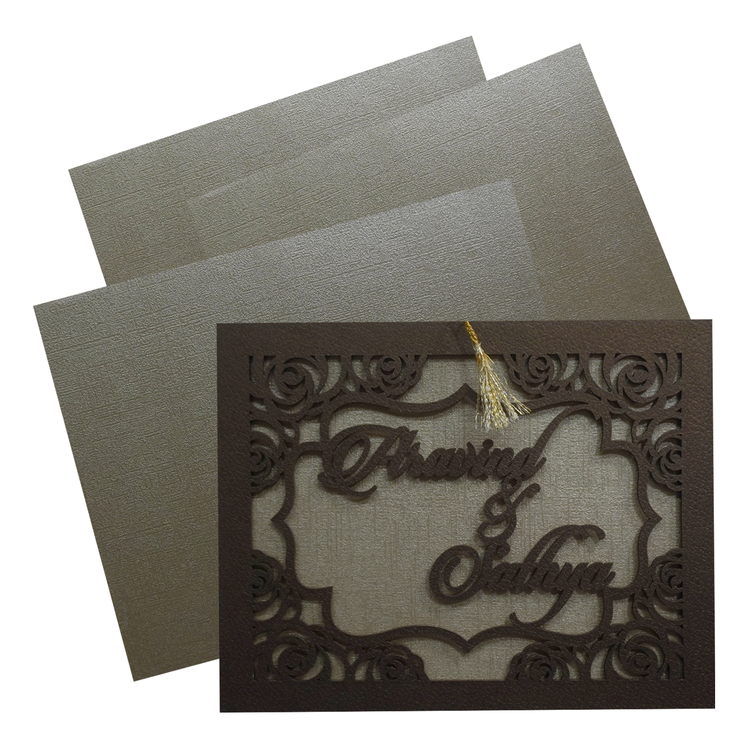 Shiny Golden MDF Wedding Card-King of Cards