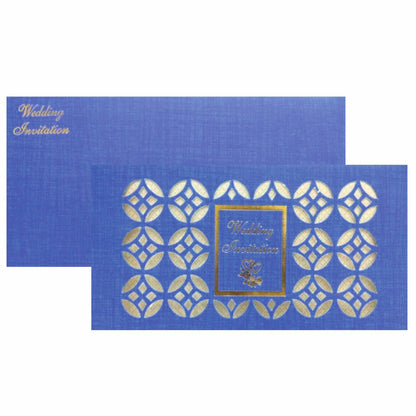 Gorgeous Blue Shading With Cut Design Wedding Card-KNK20111