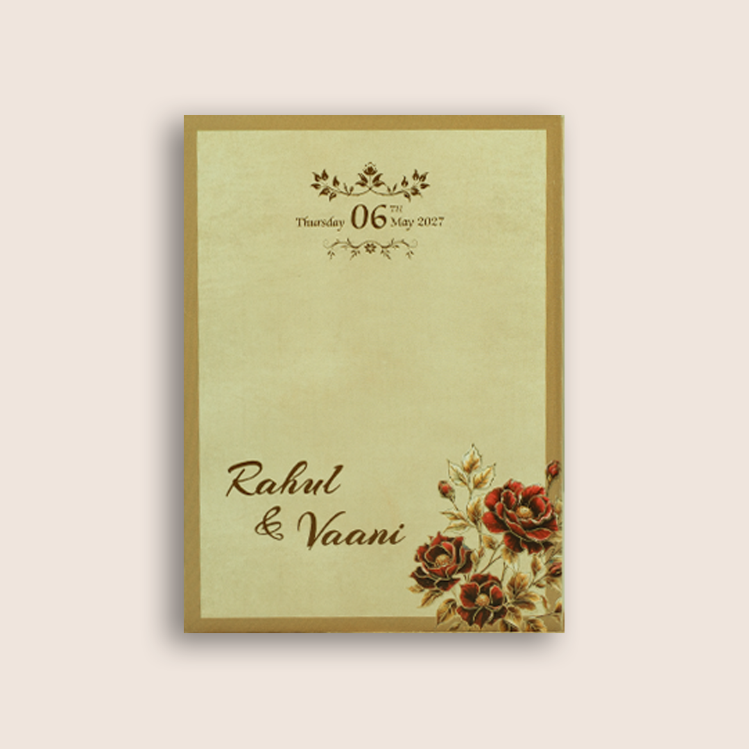 Beige Elegant Floral Wedding Invitation Card - KPR07370
