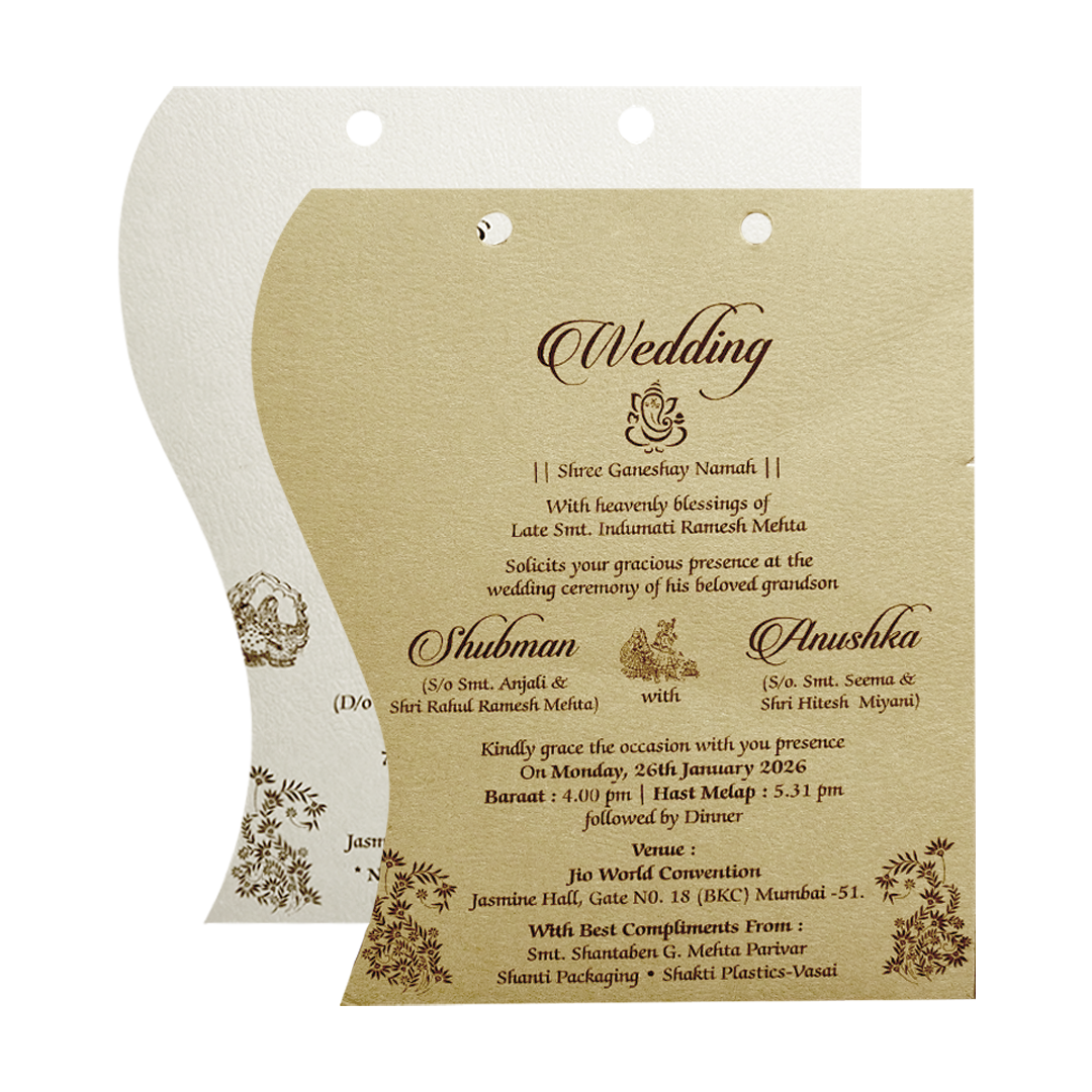 White Floral Laser Cut Wedding Card-KRB08082