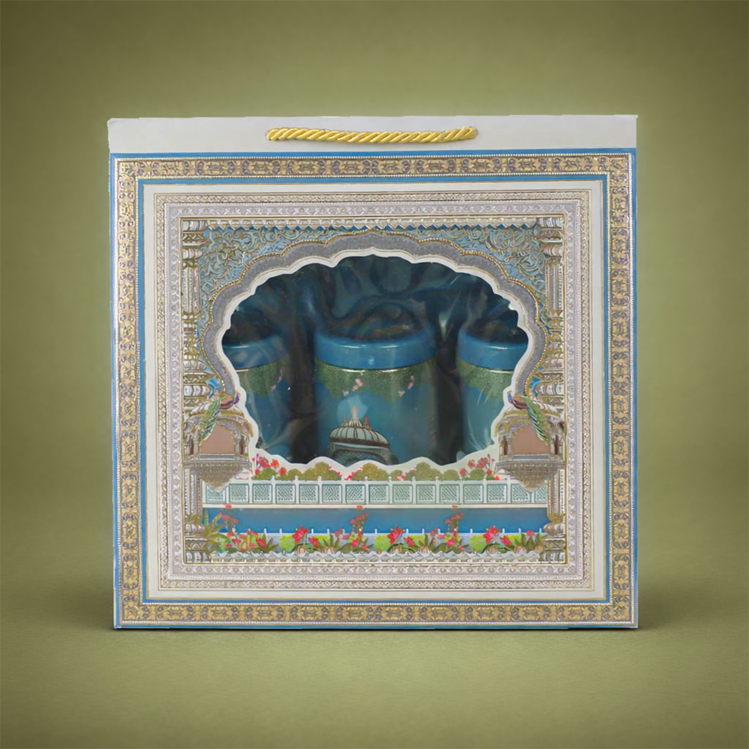 Blue Arch Peacock Palace Return Gift Hamper-GNBT9507