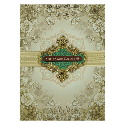 Cream Floral Padded Wedding Card-KRE27230