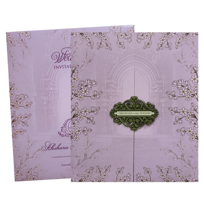 Purple Floral Door Wedding Invitation Card - KVN07610