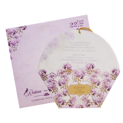 Ivory Lavender Floral Laser-cut Wedding Card - KFR15160