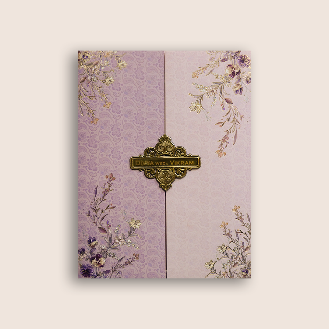Pastel Pink Floral Wedding Card - KNKJ1139