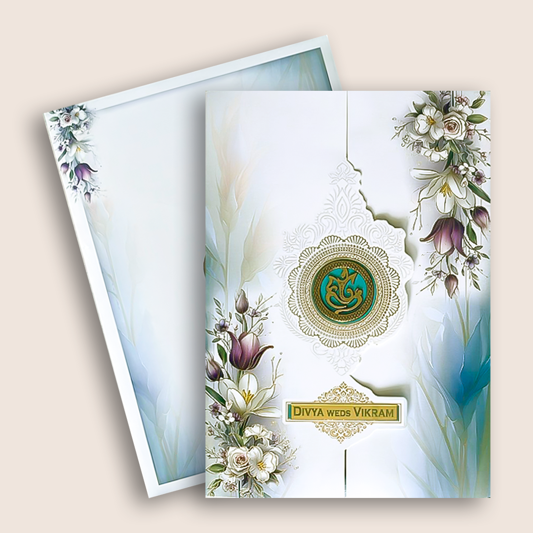 Grey Lavender Floral Wedding Card - KNAR2407