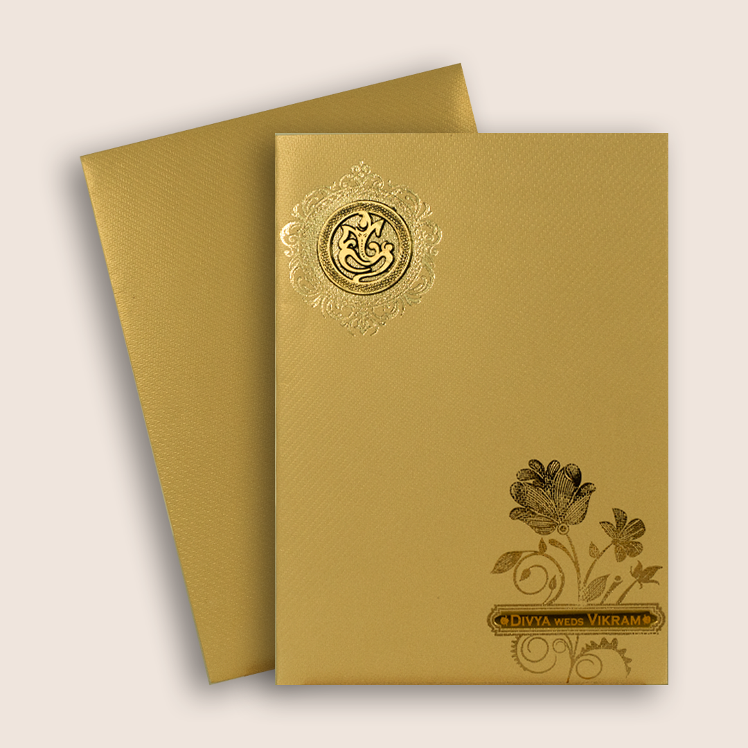 Gold Floral Invitation Card-KNKTG030