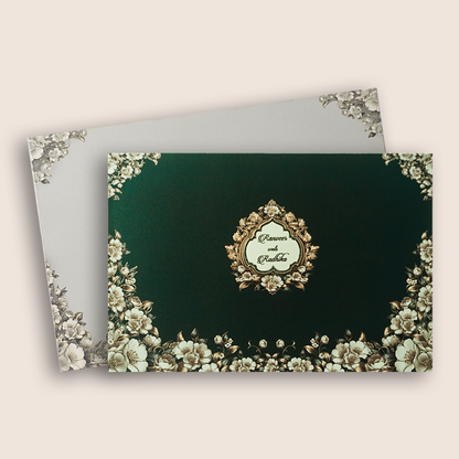 Royal Blue Floral Premium Wedding Card - KAA05290