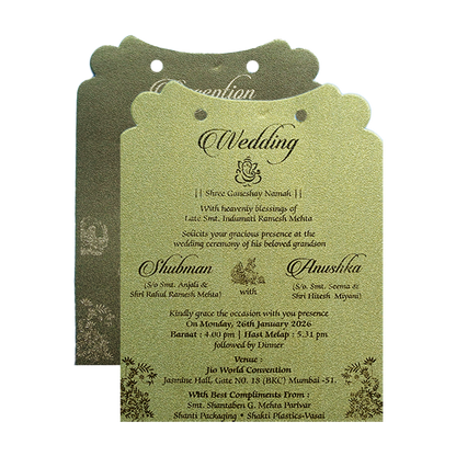 Gold Laser Cut Foil Wedding Invitation Card with Custom Name-KRB09140