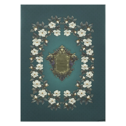 Blue Floral Gold Frame Padded Wedding Card-KRE27970