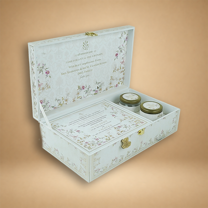 Cream Premium Floral Luxury Invitation Box - KNLW202534