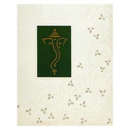 White Ganesha Floral Wedding Card - KNNJ1203
