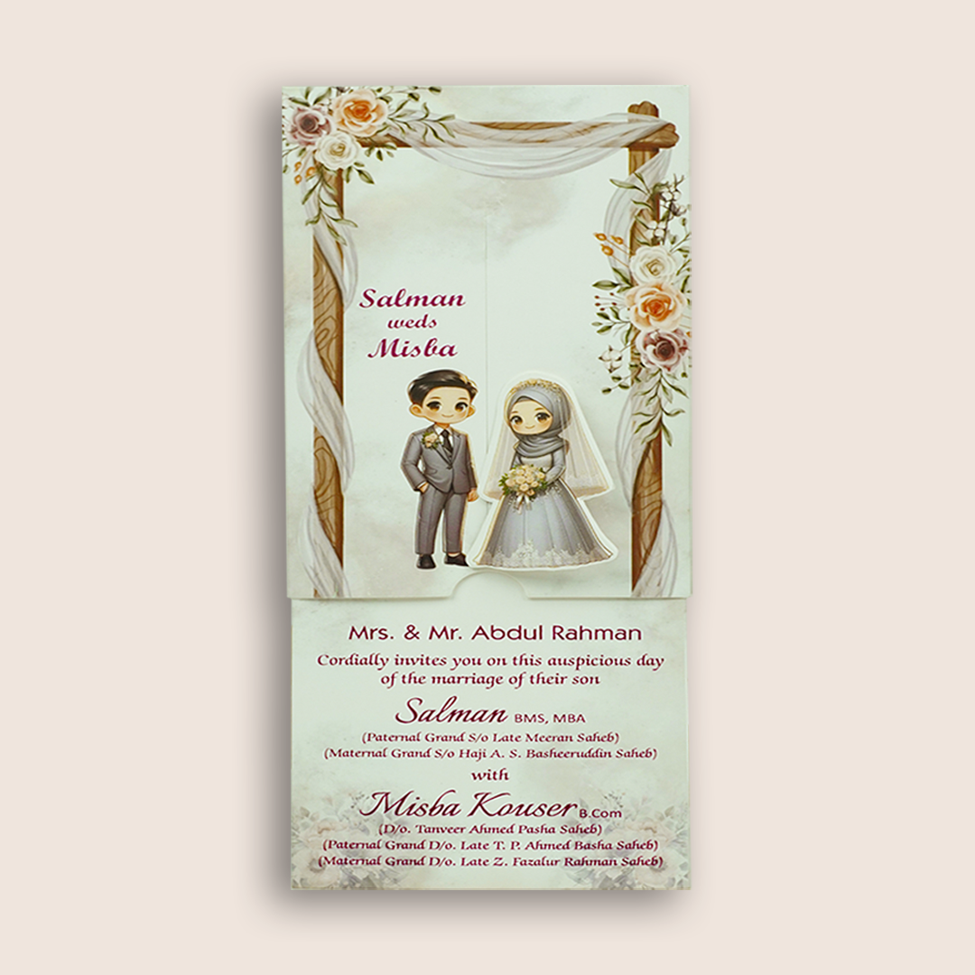 Grey Floral Bride Groom Slide Invitation Card - KNKSP757