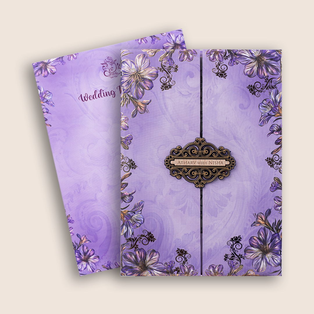 Lavender Floral Door Style Wedding Invitation -  KVN07800