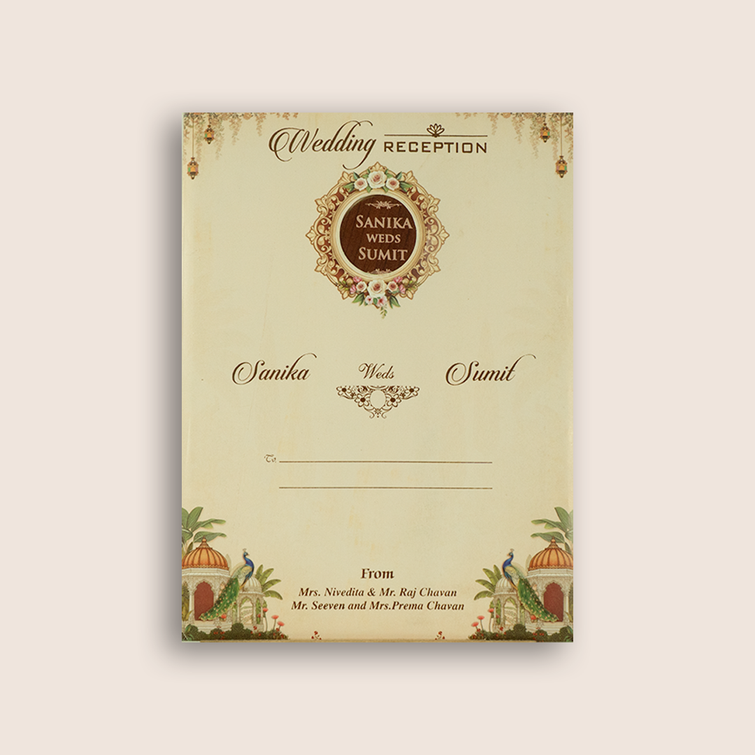 Cream Bride Groom Door Style Wedding Invitation - KSH27140