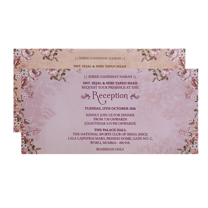 Pink Royal Arch Elephant Wedding Card - KVN06880