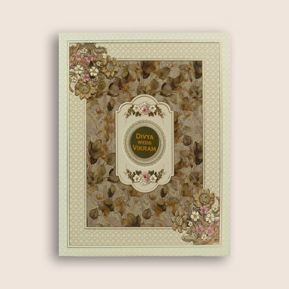 Brown Vintage Floral Pattern Wedding Card - KNKN6322