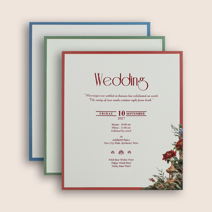 White Floral Padded Wedding Invitation Card - KPR025110