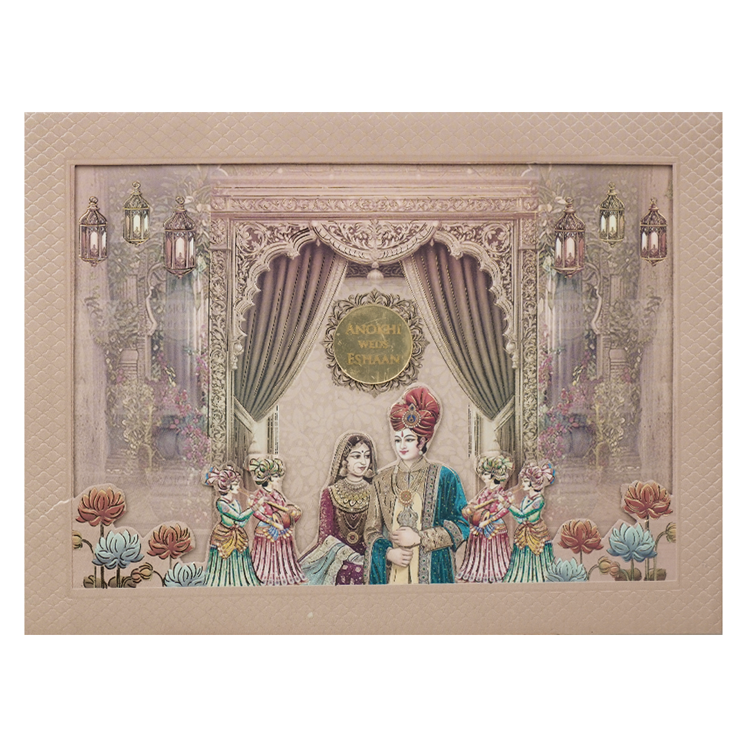 Check out Pink Laser Cut Padded Wedding Card at best price. ✅WhatsApp Support ✅Express Delivery.|King of cards.