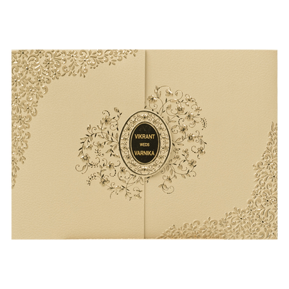 Cream Oval Floral Wedding Card-KSI64770