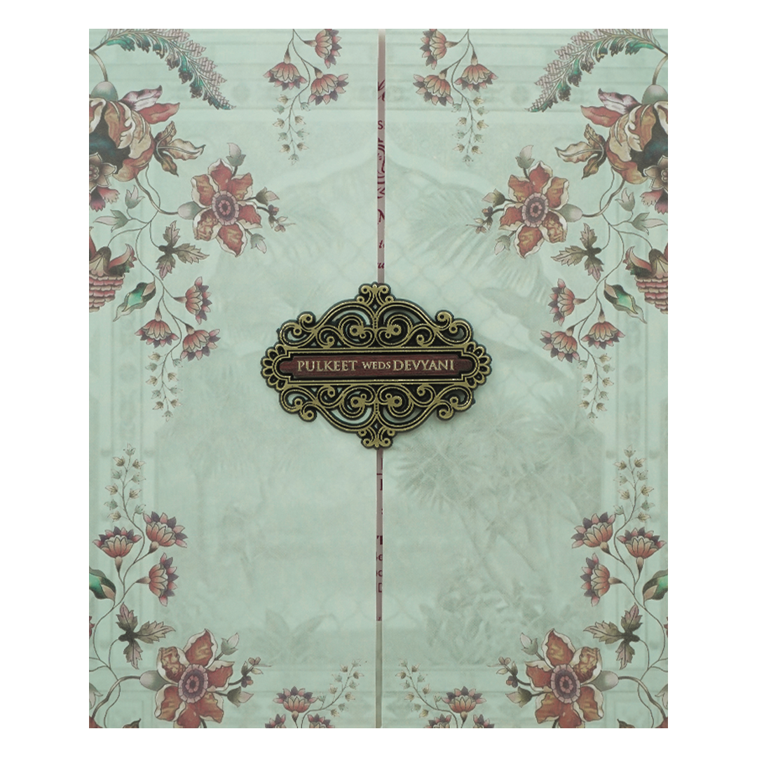 Green Floral Wedding Card-KJTS1765