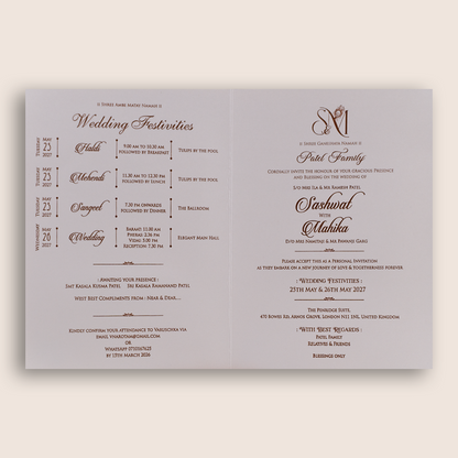White Embossed Floral Wedding Invitation Card - KRE29510