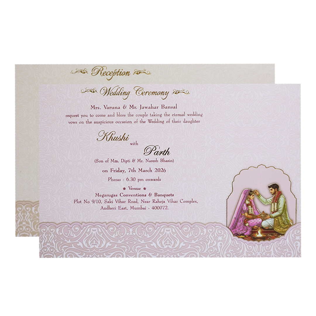 White Laser Cut Padded Royal Marriage Ceremony Wedding Card-KMMEX8220