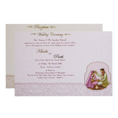 White Laser Cut Padded Royal Marriage Ceremony Wedding Card-KMMEX8220