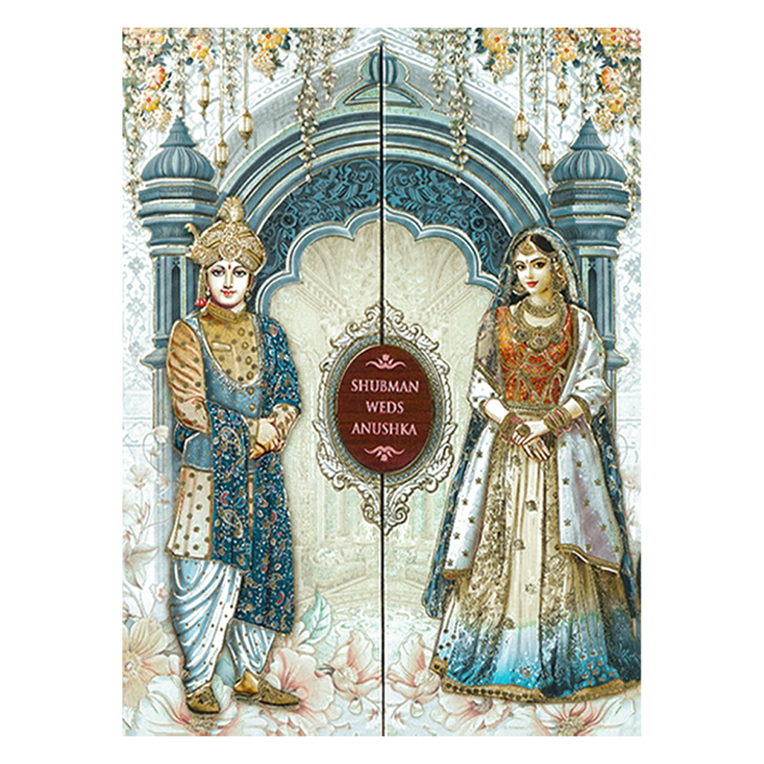 Royal Bride Groom Theme Padded Wedding Card-KRB09220