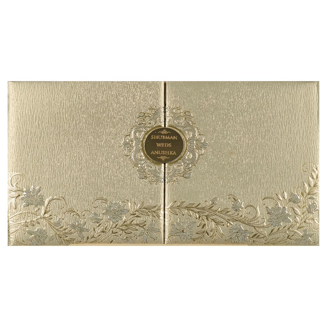 Grey Gold Door Style Padded Wedding Card-KRB09321