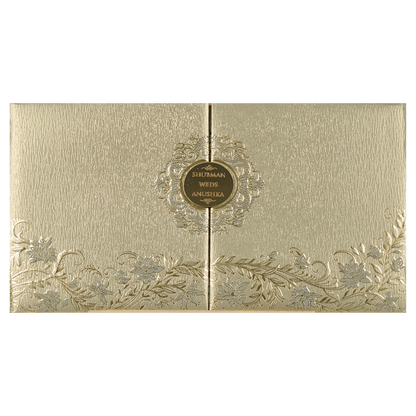 Grey Gold Door Style Padded Wedding Card-KRB09321