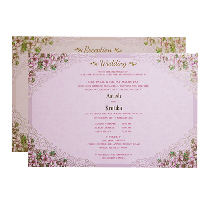 Lavendar &amp; Gold 3D Hindu Wedding Ceremony Card-KMMEX8200