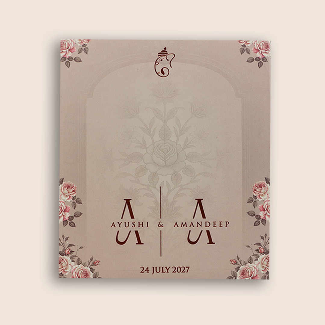 Pale Pink Door Style Padded Invitation Card - KVN07990