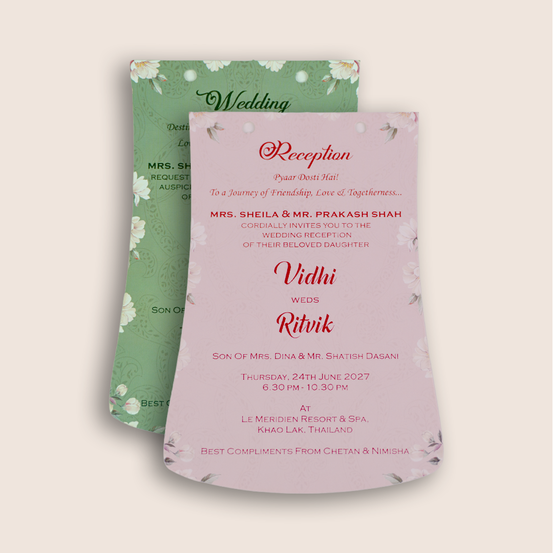 Pastel Green Laser Cut Floral wedding Card - KVN07830