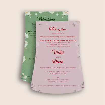 Pastel Green Laser Cut Floral wedding Card - KVN07830