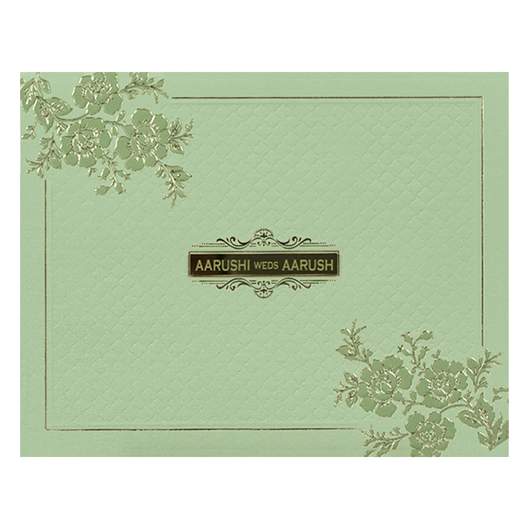 Sage Green Floral Textured Wedding Card-KSI64740