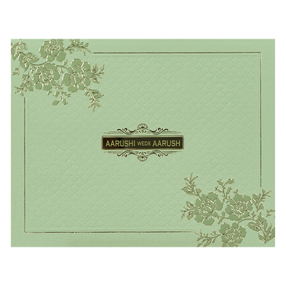 Sage Green Floral Textured Wedding Card-KSI64740