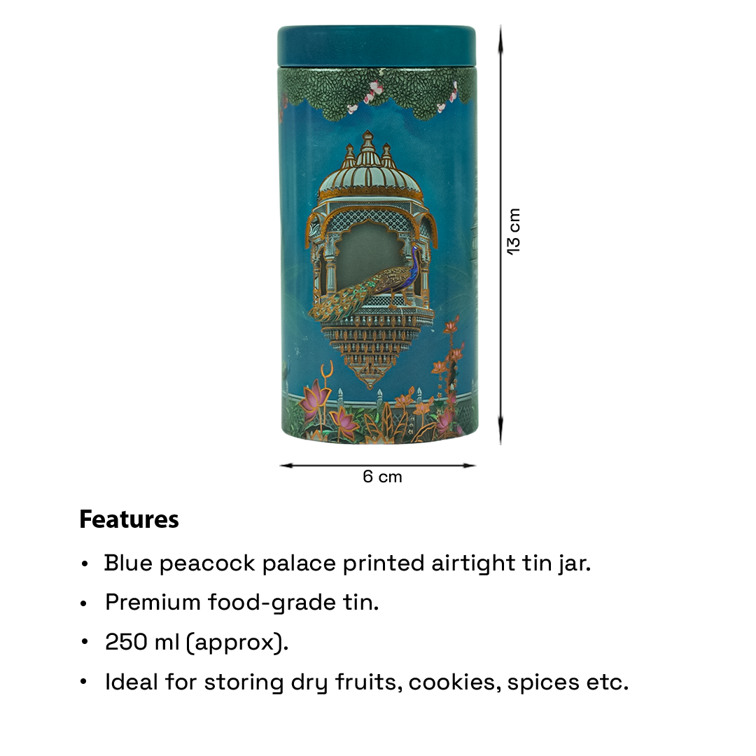Blue Peacock Palace Return Tin Gift-GNT9909