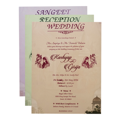Rama Sita Traditional Padded Wedding Card - KSH72350