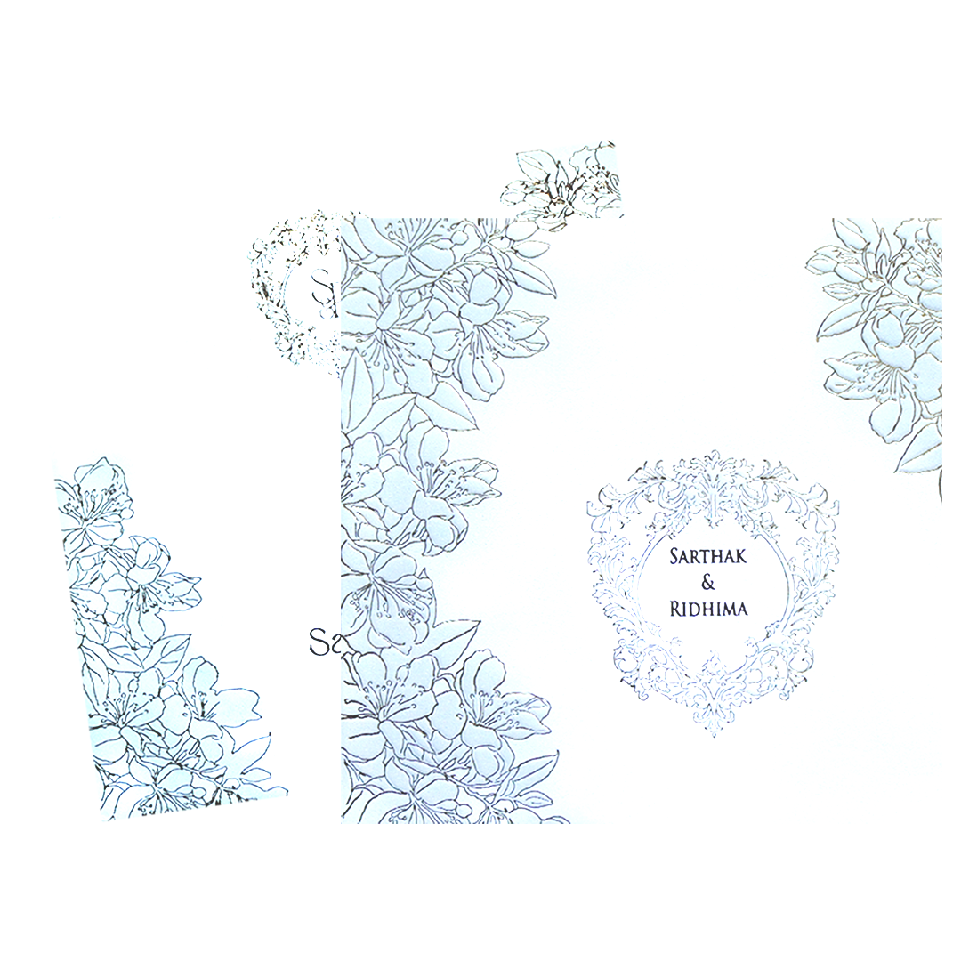 Classic White and Gold Floral Charm Wedding Card-KPR06580