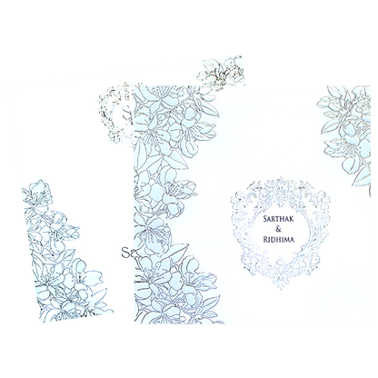 Classic White and Gold Floral Charm Wedding Card-KPR06580