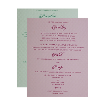Pink Gold Elephant Arch Padded Wedding Card - KMMWD1118