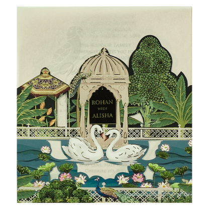 Luxury Cream Garden Laser-Cut Wedding Card - KFR16220