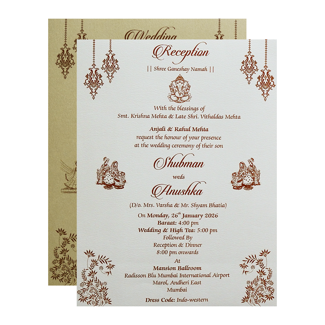 Royal Padded Embossed Floral Wedding Invitation Card-KRB09701