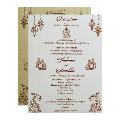 Royal Padded Embossed Floral Wedding Invitation Card-KRB09701