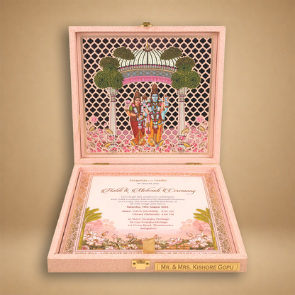 Pink Premium Temple Arch Luxury Invitation Box - KNKUP055